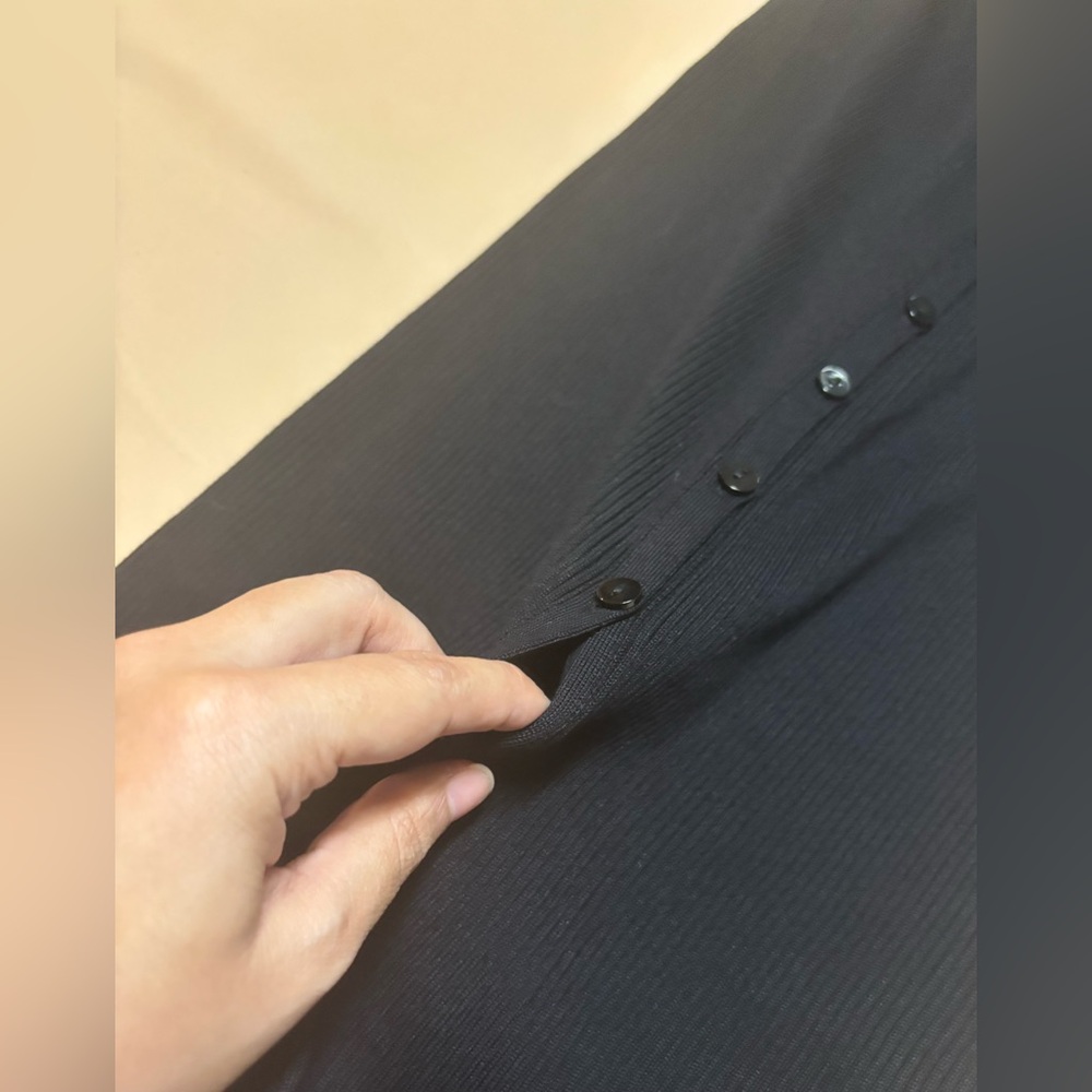 NEW Fashion Nova Women Small Ribbed Maxi Dress Long Sleeve Black Button Up Slit - Picture 13 of 13